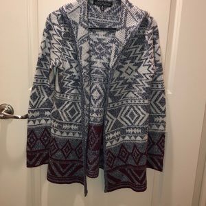 Aztec hooded duster sweater by Almost Famous